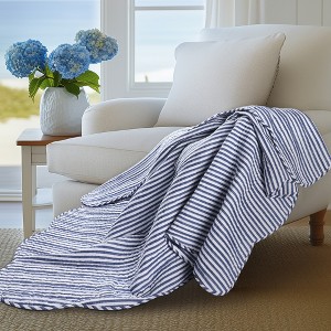 Martha Stripe Taupe Quilted Throw - Levtex Home - 1 of 4