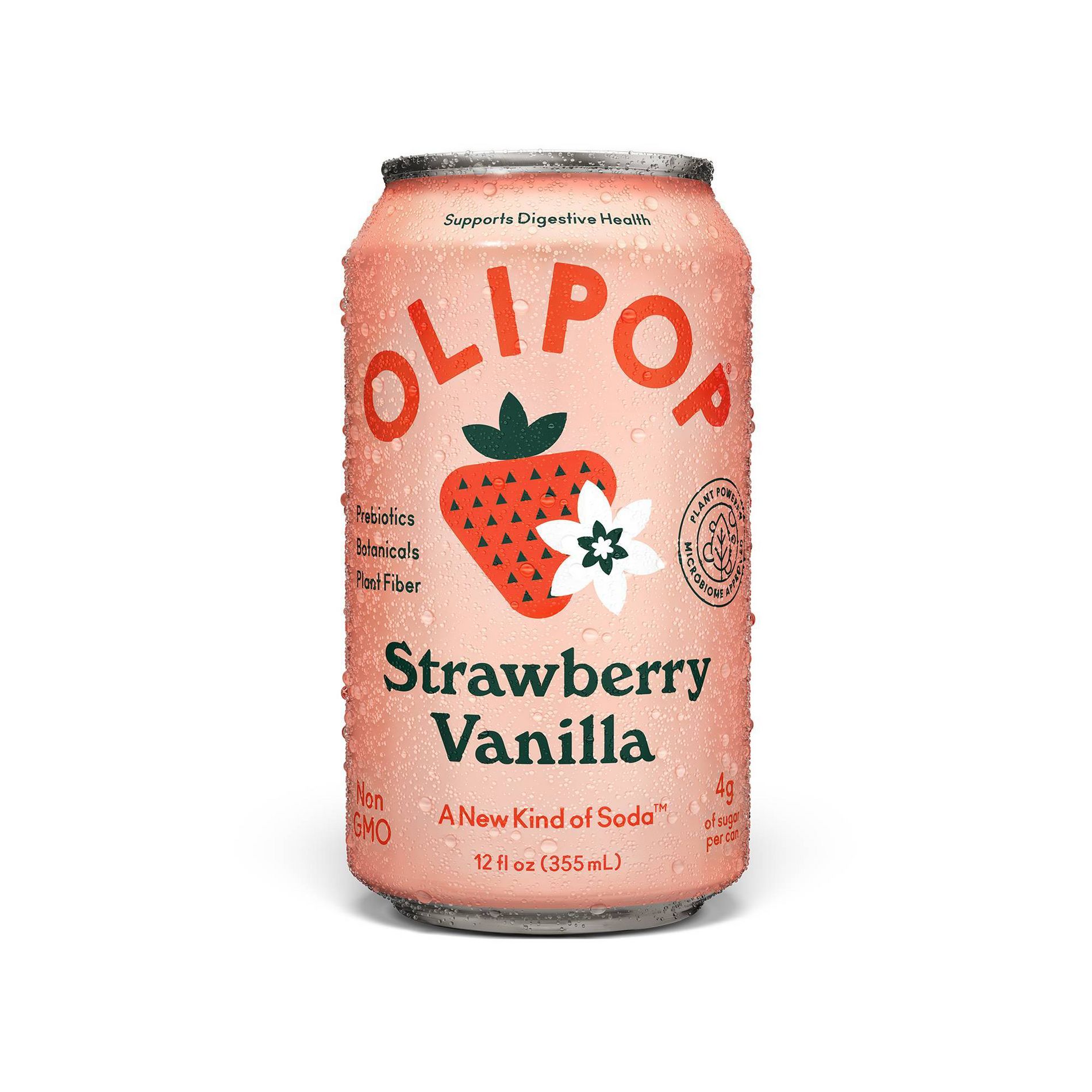 OLIPOP Strawberry Vanilla Soda - 12 fl oz Can