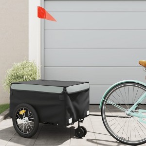 vidaXL Bike Trailer Black and Gray 99.2 lb Iron 62.5 x 124 x 52 cm - 1 of 4