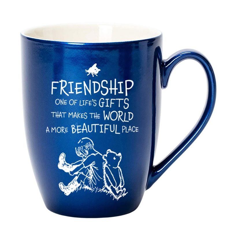 Elanze Designs Friendship One Of Life's Gifts World More Beautiful Navy Blue 10 ounce New Bone China Coffee Cup Mug, 1 of 2