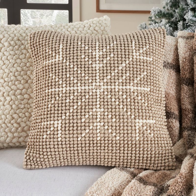 20"x20" Oversize Holiday Loop Snowflake Indoor Square Throw Pillow - Mina Victory, 6 of 11