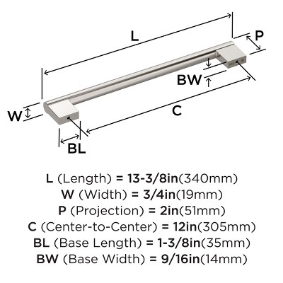 Satin Nickel 12-Inch Modern Appliance Pull with Mounting Hardware
