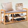 SereneLife 3-Tier Bamboo Shoe Bench SLSHBN61 - Eco-Friendly, Space-Saving - 2 of 3