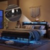 Bestier King Size Bed Frame, Metal Platform Bed with Wood Storage Headboard LED Lights and Charging Station - 2 of 4