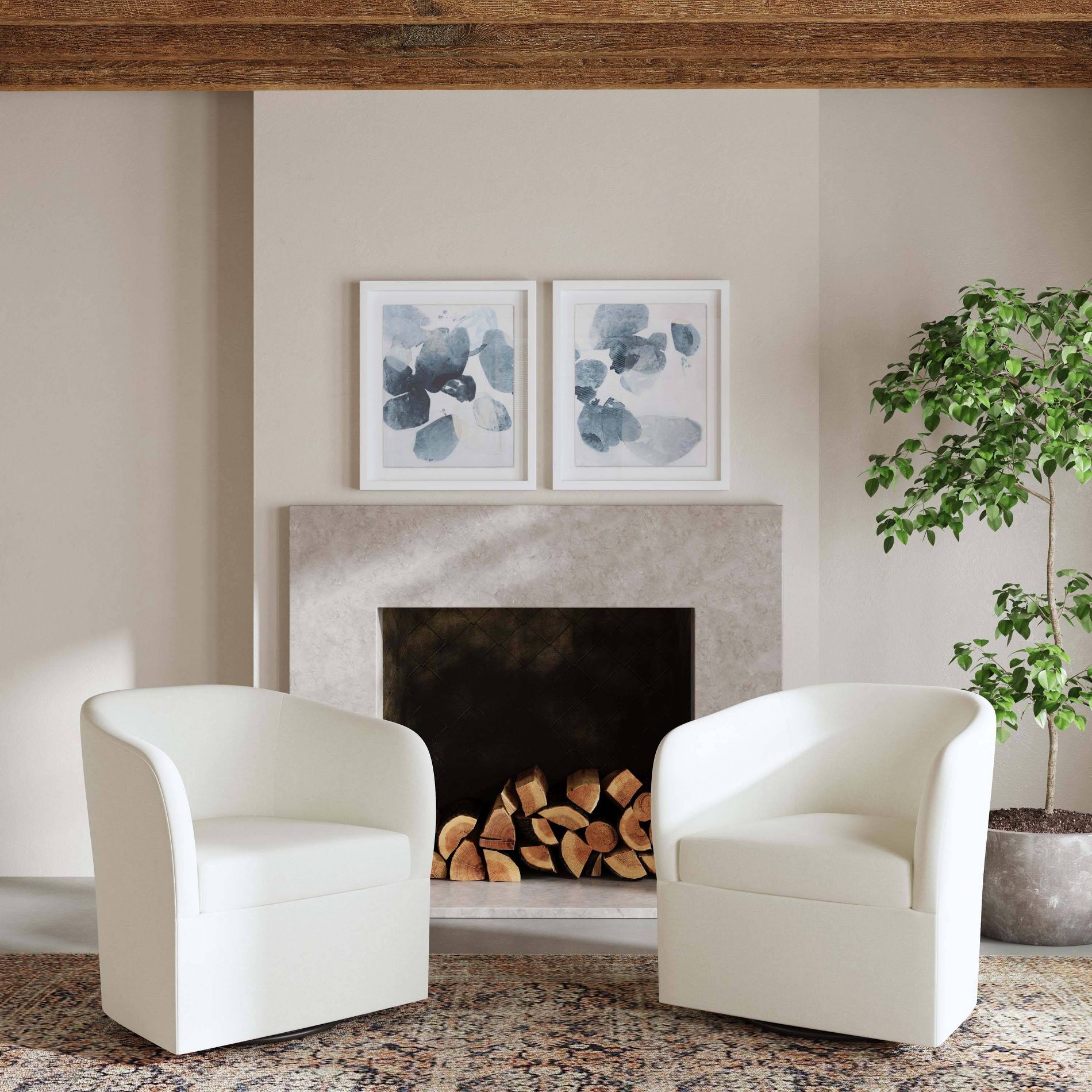 Rhea Swivel Chair Zuma White - Threshold™: Upholstered Accent, No Assembly Required