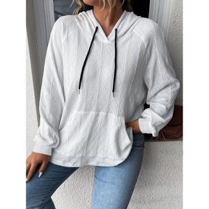 Hoodies for Women Solid Color Loose Pocket Drawstring Long Sleeve Hoodie Hooded Pullover - 1 of 4