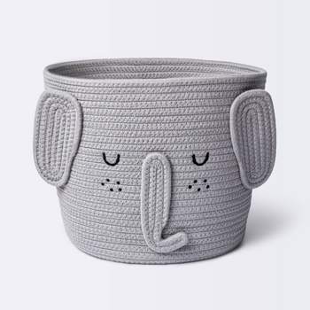 Coiled Rope Forest Animal Medium Round Storage Basket - Elephant - Cloud Island™