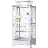 Small Bird Cage with Wheels, 3-in-1 Cage with Dividable Section, Play Stand, Clear Panels, Easy Clean Tray - 2 of 4