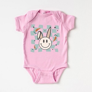 The Juniper Shop Checkered Smiley Easter Bunny Baby Bodysuit - 1 of 2