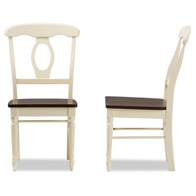 Buttermilk & Cherry Brown Wood Leather Parsons Dining Chair