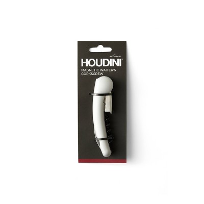 Compact White Magnetic Waiter's Corkscrew with Foil Cutter