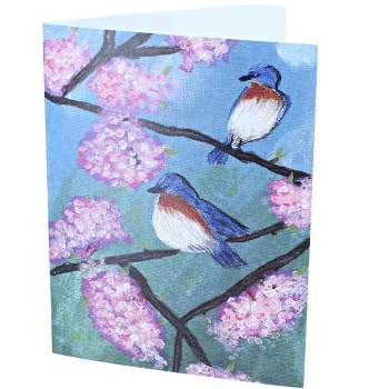 Blue Rose Polish Pottery Bluebird Garden Card