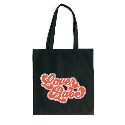 City Creek Prints Lover Babe Retro Canvas Tote Bag - 15x16 - Black