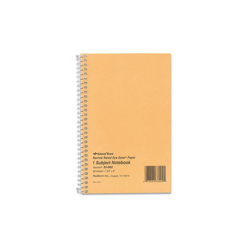 National Single-Subject Wirebound Notebooks, Narrow Rule, Brown Paperboard Cover, (80) 7.75 x 5 Sheets, 1 of 4