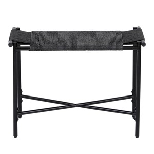 GlasFlength Ottomans and Benches Handwoven Paper Rope Ottoman with Metal Frame Simple Design for Modern Living Spaces, Black, 24.41"*12.2"*4.13" - 1 of 4