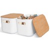 LunaLulinlk 2Pcs Storage Bins with Bamboo Lids Stackable Plastic Storage Container - 4 of 4