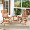 Tangkula Teak Wood Patio Chairs Set of 2 Outdoor Folding Chairs w/ High Back for Dining - 4 of 4