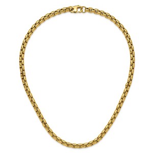 Chisel Stainless Steel Polished Yellow IP-plated 8mm 24" Round Box Chain Necklace - 1 of 4