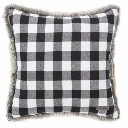 Cabin Plaid Faux Fur White Square Throw Pillow Eddie Bauer Target