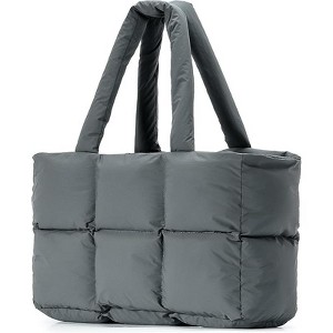 Puffer Tote Bag for Women, Large Quilted Puffy Handbag Lightweight Satchel Purse - 1 of 4
