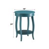 Homy Casa Round End Table with Lower Shelf, MDF Top and Solid Wood Legs, Living Room Accent Table - 3 of 4