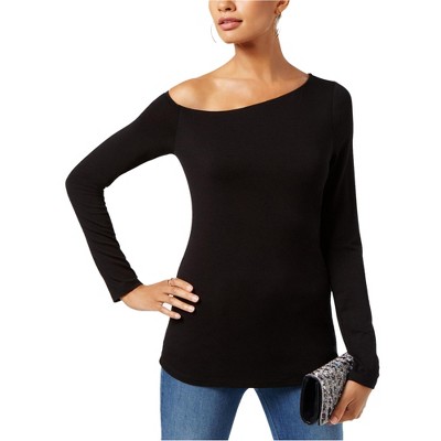 I.N.C International Concepts Womens Asymmetrical Basic T-Shirt, Black, Small