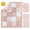 The Peanutshell 3 Piece Baby Crib Bedding Set for Girls - Cotton Fitted Crib Sheet, Layered Dust Ruffle, Comforter, Pink, Gold, Floral - Grace - 2 of 4