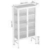 Double Glass Door Storage Cabinet with Adjustable Shelves and Feet Cold-Rolled Steel Sideboard Furniture for Living Room Kitchen - 3 of 4