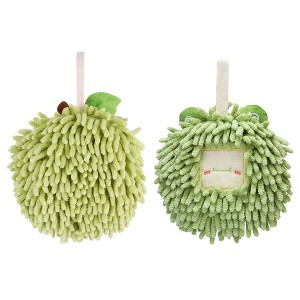 REGALWOVEN 2 Pcs Comfortable Soft Absorbent Chenille Ball Fuzzy Hand Towels - 1 of 4