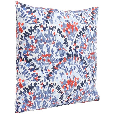Abstract Red and Blue Polyester Square Outdoor Throw Pillows, Set of 2