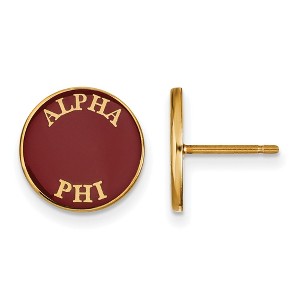 Black Bow Jewelry 14k Yellow Gold Plated Sterling Silver Alpha Phi Greek Life Stud Earrings - 1 of 3