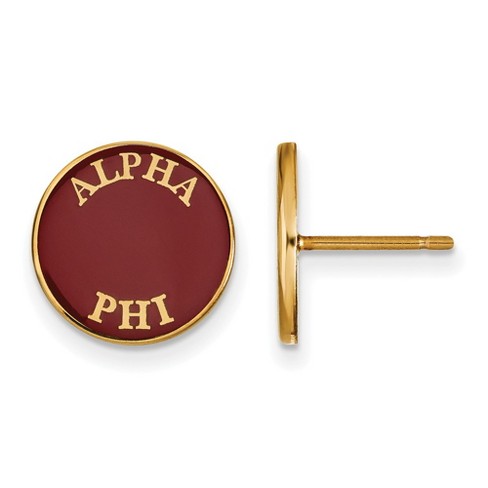 Black Bow Jewelry 14k Yellow Gold Plated Sterling Silver Alpha Phi Greek Life Stud Earring - image 1 of 3