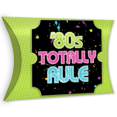 Big Dot of Happiness 80’s Retro - Favor Gift Boxes - Totally 1980s Party Large Pillow Boxes - Set of 12