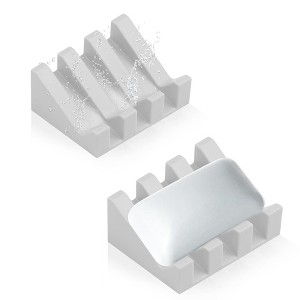 Aoibox Silicone Soap Dish for Bar Soap Holder, Self Draining Waterfall Drying Tray for Shower Bathroom, Keeps Soap Dry & Clean, Easy to Clean (2 Pack) - 1 of 4