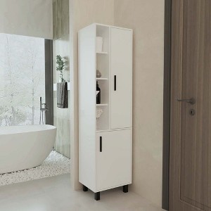 Chic Crate-White Linen Cabinet – Open Storage w/ 2 Doors | Modern Minimalist Design - 1 of 4