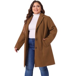 Women's Winter Notched Lapel Single Breasted with Pockets Pea Coats - Agnes Orinda - 1 of 4