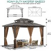 Hardtop Gazebo, Outdoor Polycarbonate Roof Canopy, Heavy Duty Hardtop Pavilion with Netting and Curtains, Aluminium Framed Gazebo - 2 of 4