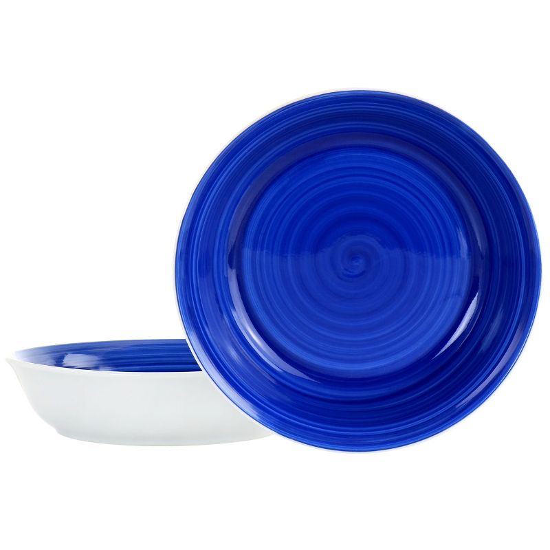 Gibson Home Crenshaw 8.75 Inch 2 Piece Stoneware Pasta Bowl Set in Blue and White, 1 of 6