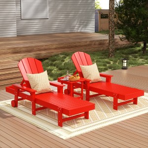 WestinTrends Malibu 3 Piece Adirondack Reclining Chaise Lounge With Arms & Wheels - 1 of 4