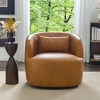 KINWELL Modern Top Grain Genuine Leather Swivel Armchair with Pillow - 3 of 4