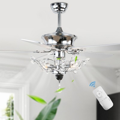 Bella Depot 52" Modern Crystal Ceiling Fan with Light and Remote Control for Dining Room Bedroom