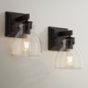 Possini Euro Design Bellis Modern Wall Light Sconces Set of 2 Bronze Hardwire 6" Fixture Clear Glass Shade for Bedroom Bathroom Vanity Living Room - 2 of 4