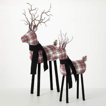 Northlight Set Of 2 Silver Glitter Dusted Reindeer Christmas Figurines ...