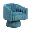 Velvet Upholstered Swivel Barrel Chair with Plush Cushion and Modern Living Room Design for Living Room - 3 of 4