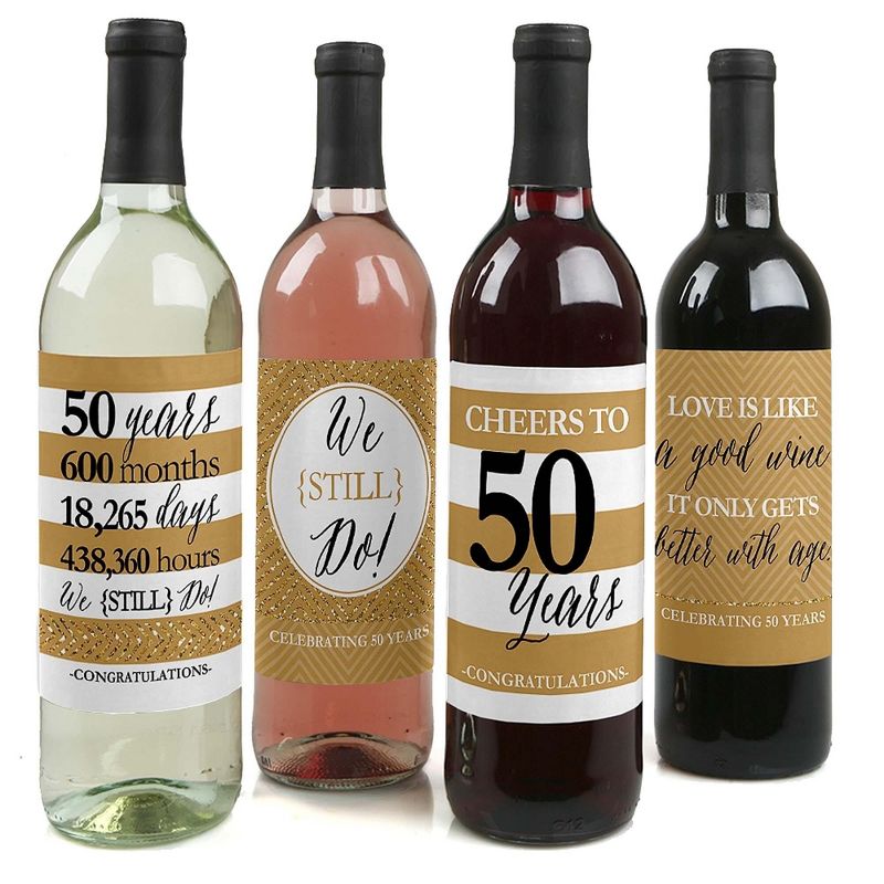 Big Dot of Happiness We Still Do - 50th Wedding Anniversary Decorations for Women and Men - Wine Bottle Label Stickers - Set of 4, 1 of 9