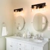19" Rustic 3-Light Vanity Light, Industrial Bathroom Wall Sconce with Glass Shades and Wood Accent, Modern Farmhouse Lighting Fixture (No Bulbs) - 2 of 4