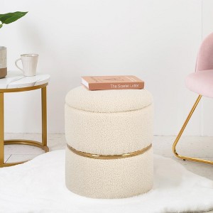 Comfortable Round Upholstered Storage Ottoman - 1 of 4