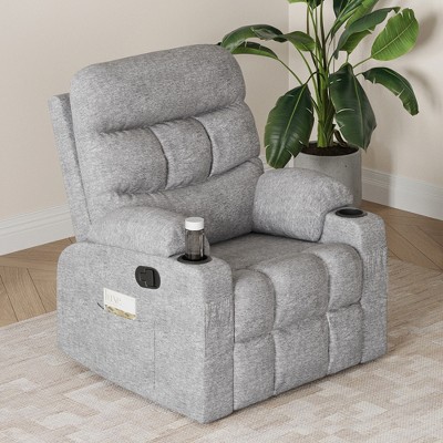 GlasFlength Accent Recliner Chairs, Wide Recliner, Adjustable Single Recliner Chair, for Living Room, Bedroom, Apartment, Gray, 34.3"*36.6"*42.1"