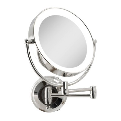 Chrome LED Wall Mounted Round Magnifying Makeup Mirror