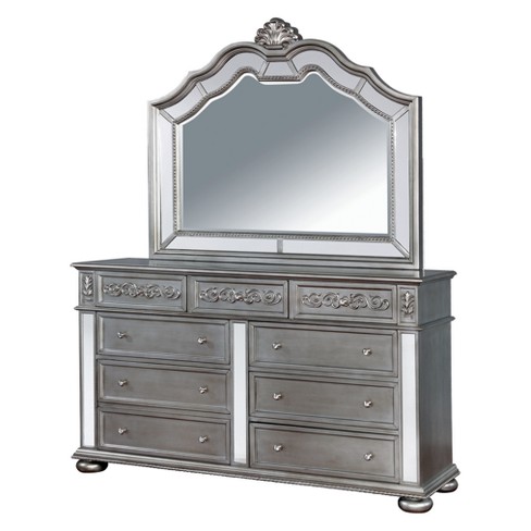 Divito Traditional Felt Lined Top Drawer Dresser And Mirror Set